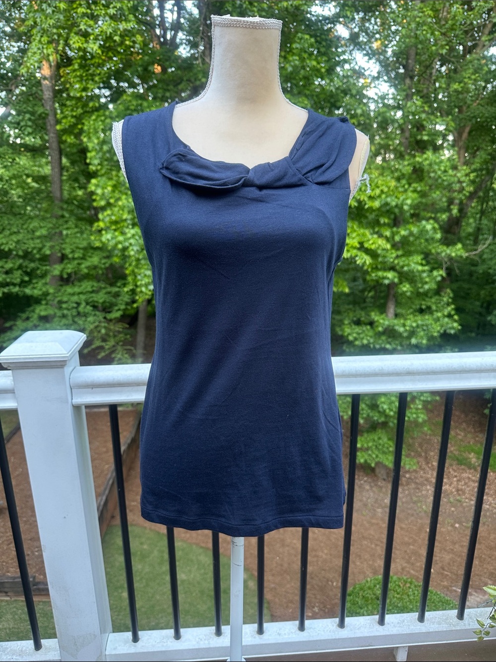 Banana Republic Navy Sleeveless Twist-Detail Tank Top